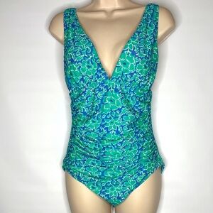 J. Crew Blue and Green Patterned Swimwear
